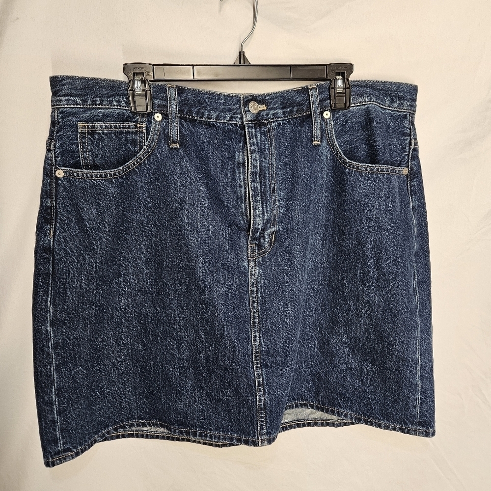 Madewell Skirt Size 33 Dark Wash Rigid Denim Straight A-line Jean Mini NWOT